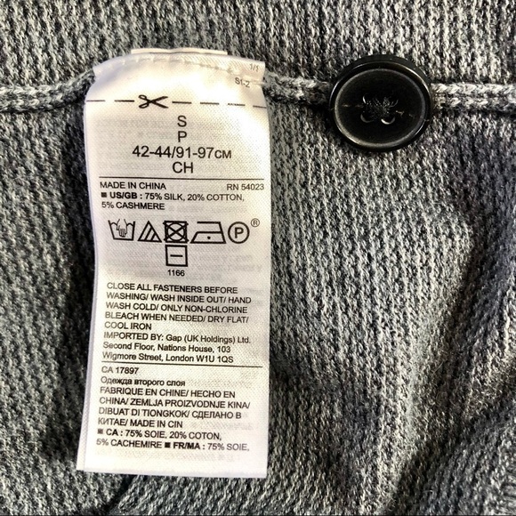 Banana Republic v-neck cardigan grey silk cotton cashmere luxury blend S - Picture 7 of 7